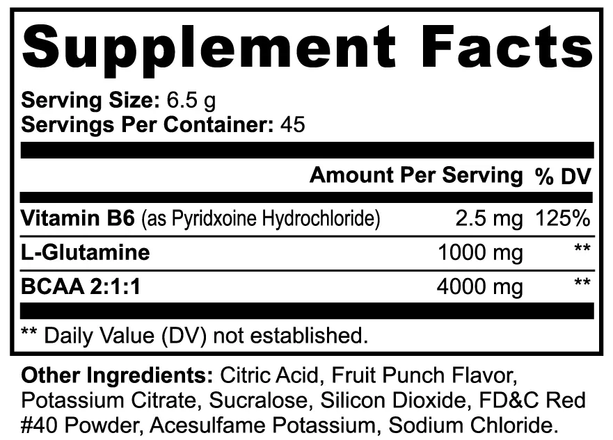 BCAA & Glutamine Powder (Fruit Punch) Muscle Department
