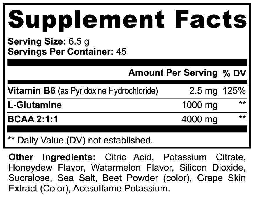 BCAA & Glutamine Powder (Honeydew Watermelon) Muscle Department