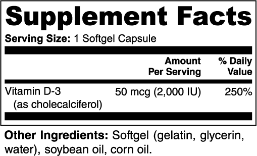 Vitamin D3 Softgels (2,000 IU) Muscle Department