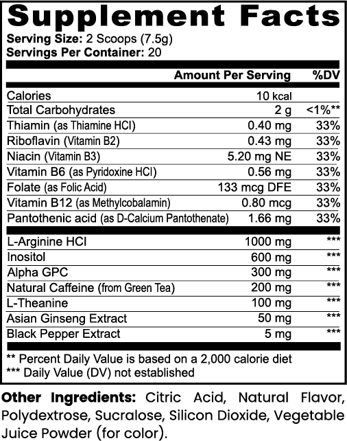 L-Theanine & B-Vitamin Powder (Sour Grape) Muscle Department